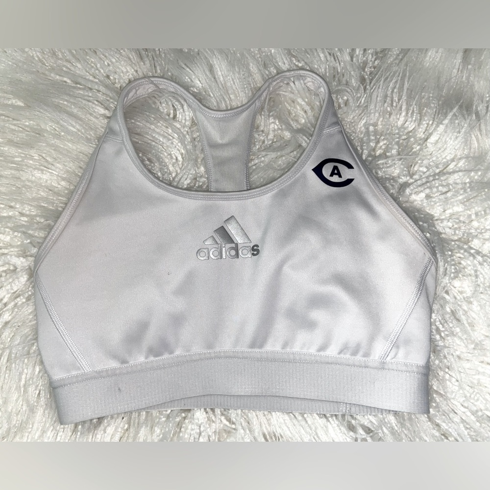 Adidas White Logo Sports Bra, no size tag - Picture 1 of 3